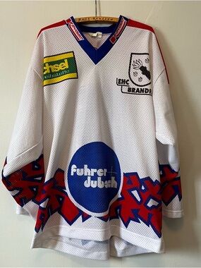 Rare! Vintage EHC Brandis Swiss Game Issued‎ Hockey Jersey Size XXL